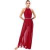 winying Donne Lyrical Dance Costume Strass Lungo Balletto Abito Da Danza Maglia Tulle Vestito Maglia Vestito Pattinaggio su ghiaccio Balletto Abbigliamento Moderno, verde, S