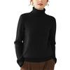 E-girl Pullover da Donna in Miscela di Cachemire a Maniche Lunghe con Collo Alto in Maglia a Costine a Tinta Unita, Spesso Pullover di Cachemire e Lana, ES350, Nero , 40