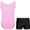 inlzdz Bambine Ragazze Leotards con Pantaloncini Body da Ginnastica Artistica Senza Maniche Jumpsuit Tuta da Danza Classica Balletto Patchwork Dancewear A Rosa 3-4 Anni