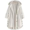 Generic Cappotto da Donna Lungo con Maniche a Bottoni con Cappuccio e Tasche con Tasche Irregolari in Pile Vestaglia Lunga