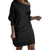 MJGkhiy Abito Corto Paillettes Donna Elegante Abito da Cerimonia Curvy Verde Vestito Natalizio Scollo a V Abito per Capodanno Oro Maniche Lunghe Vestiti da Sposa Festa Nero Vestito da Sera