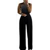 shownicer Tuta con Pantaloni Lungo Vestito Abito Cerimonia da Donna Elegante Casual Party B Blu L