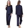 Seres Pigiama da donna in seta, vestaglia da notte, camicia e pantaloni, 9+ colori, 100% seta (principale), 真丝睡衣, Blu, M