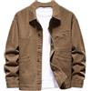 GUOYUXIAO Men'S Coat Relaxed Fit Denim Jacket Spring Fall Workwear Outerwear-Khaki-X-Large