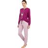 Viterbo Biancheria Pigiama Donna Caldo Cotone Interlock MII2418 Manica Lunga E Pantalone Lungo Autunno Inverno (Wine/Malva, XL)