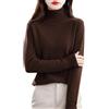 Niiyyjj Maglione da donna a collo alto in 100% lana merino, a maniche lunghe, tinta unita, morbido, lavorato a maglia, Fagiolo rosso., XL