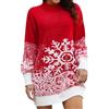 Cexiakong Maglione natalizio da donna, autunno, inverno, vestito di Natale, divertente, mini abito con fiocchi di neve, maglione, scollo rotondo, abito da sera, abito di Natale, O rosso., M