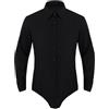 UJEDFHV Uomo Maglia da Ballo Latino Camicia da Ballo a Maniche Lunghe da Uomo, con Colletto rovesciato, abbottonata, Body da Ballo Latino Moderno, Maglietta, Top, Costumi da Ballo(A-Black,XXL)