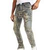 Vhersily Jeans Uomo 2026 Pantaloni Jeans Strappati Pantaloni Casual Slim Denim Hip Hop con Elastico Tuta Ginnastica Pantalone da Lavoro Jogging Palestra Leggero per Basket Trekking Ciclismo Camping