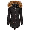 MARIKOO Caldo parka invernale da donna con pelliccia sintetica rimovibile La Viva Prc XS-XXL, Nero , XS