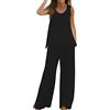 MJGkhiy Tuta Elegante Donna Cerimonia Estiva Curvy Abito da Sera in 2 Pezzi Estiva Completa Larghi Curvy Senza Maniche Top Outfit Completi Donna Eleganti Curvy