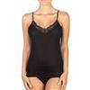 INTIMO 2D Canotte da Donna in Filo di Scozia Spallina Sottile con Scollo in Pizzo (4/M, Nero)