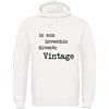 Vestin Felpa Uomo con Cappuccio - IO Non INVECCHIO DIVENTO Vintage - Made in Italy (S, Bianco)