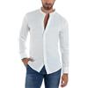 Giosal Camicia Uomo Collo Coreano Maniche Lunghe Slim Fit Basic Casual Cotone Vari Colori (IT, Testo, M, Regular, Regular, Bianco)
