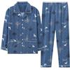 Generisch Pigiama da uomo per autunno/inverno - collo largo, a maniche lunghe, abbigliamento da casa bohémien, abbigliamento da notte comodo, design personalizzato per il relax, Blu scuro, XXL