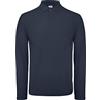 Generico Polo a Manica Lunga da Uomo 2 Bottoni t-Shirt Lavoro Tinta Unita Maglia Cotone (Navy, XL)