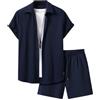 Oanviso Uomo 2 Pezzi Sets Tuta Estivo Camicia e Pantaloncini con Bottoni Casual Moda Tuta Completo da Spiaggia Maniche Corte Abiti Completi da Jogging B Rosa M
