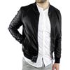 Evoga Giacca giubbotto uomo College in ecopelle giubbino bomber Biker Slim Fit (6XL, Nero)