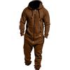 Vhersily 2025 Tuta Jumpsuit Uomo Pigiama con Cappuccio Tute Intera One Piece Pigiama Overall Zip Tinta Unita Confortevole Pigiami da Casa Spessa in Cotone Termico da Coppia con Tasche per Tempo Libero