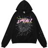 Silver Basic Donna Hip Hop Spider Web Printing Set Vintage Gothic Y2k 100% Cotone Felpa con cappuccio e pantaloni Unisex Christmas Gifts M,Nero Top-1