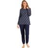 SNELLY Pigiama Donna Lungo Aperto Cotone Punto Milano Invernale,CL544