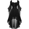 Generico Halloween Costume - Vestito Gotico Donna Strega Vintage Costumi Di Halloween Medievale Gotico Da Palazzo Vestito Da Steampunk In Pizzo Con Maniche a Farfalla Costume Da Strega Cosplay Rinascimentale