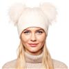 Brillabenny Cappello Cuffia Cashmere Pelliccia Vera Doppio PON PON Donna Berretto Inverno Regalo Lusso Hat Fur (Adulto, Rosa PON PON Rosa)