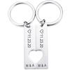 MeMeDIY Personalizzato in Acciaio Inossidabile Portachiavi Abbinato 2PCS Set Puzzle Cuore con Data Tag Rotondo Inciso Foto Tagliare Portachiavi con Nome Regalo Memoriale Per Donne Coppia Amico (A1)