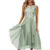 Vhersily Vestito Lungo Estivo Donna Abito Longuette da Donna Patchwork Elegante Abito Maniche Medie Cerimonia in Pizzo Vita Alta alla Moda per Festa