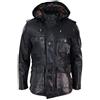 Infinity Leather Mens 3/4 Long Real Leather Duffle Jacket Coat Safari Detachable Hood Military - Nocciola 5XL