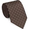 Remo Sartori - Elegante Cravatta Marrone Pois Bianchi in Seta, 8 Cm, Made In Italy, Uomo