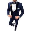 Botong Uomo 3 PC Tacca Risvolto Abiti Da Sposa Singolo Petto Sposo Smoking Vestito Affari Casual Wear Giacca Pantaloni Gilet Set, Blu, 102