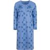 Lucky Camicia da notte da donna termica a maniche lunghe floreale invernale con bottoni taglie M L XL XXL, Azzurro, XXL