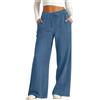 Generic Jeans a gamba larga da donna elasticizzati a vita alta a gamba dritta pantaloni della tuta jeans a vita elastica Palazzo Denim Pantaloni da donna Pantaloni larghi in denim con tasche, Za-blu scuro, S