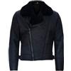 Infinity Leather Giacca da Uomo in Pelle di Montone Shearling con Zip Incrociata Nero Aviatore 2XL