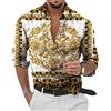 ENENEN Camicia a Maniche Lunghe con Risvolto Casual da Uomo Camicia a Maniche Lunghe con Stampa barocca 3D Hawaiana alla Moda