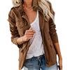 SDGR Giacca militare da donna, giacca mezza stagione di grandi dimensioni, cappotto corto parka in cotone per primavera cachi, giacca in jeans sahariani da donna, leggere sport casual con tasche zip