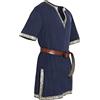 Caxndycing Tunica medievale per uomo, tunica LARP Cavaliere, gonna, cosplay, costume di Halloween, festa, travestimento medievale, rinascimentale, collo alto, camicia, blu, XXXL