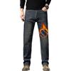 Generic Jeans da Uomo Foderati in Pile, Pantaloni Invernali in Flanella Calda, Aderenti, Slim Fit, Elasticizzati, retrò, Neri, Taglia 38