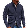 Duohropke Cardigan da uomo con scollo a V, con chiusura a bottoni e tasche, maglione invernale alla moda, per attività all'aria aperta, bianco, L