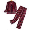 DSKK Pigiama Donna Lungo Cotone Invernale,Pigiama a Due Pezzi Donna Cotone Flanella Calda Maniche Lunghe Camicia e Pantaloni (Blu,XXL)