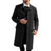 Celanisai - Blazer da uomo, lungo, slim fit, in lana, con colletto a taglio vivo e chiusura con bottoni, trench da uomo, cappotto invernale, caldo, in tinta unita, nero, per outfit business, O nero