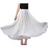 GUOCU Donna a Tre Strati Gonna da Ballo in Chiffon Fluido Maxi Grande oscillante Gonne Plissettata a Balze a Trapezio Gonna Lunga Casual a Ruota Gonna Sottile da Ballo Fata da Spiaggia Bianco puro3 M