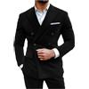 Stillluxury, blazer da uomo in corduroy, doppio petto, con visiera a bavero, slim fit, formale, sportivo, Marrone scuro, L