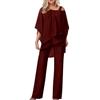 Generisch Completo da donna elegante con maniche a pipistrello, camicie e pantaloni, due pezzi, outfit estivi, set per feste, abito da sera, tinta unita, completo casual da donna, outfit, tailleur da donna, set