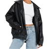 CRITOR Giubbotto Bomber in Pelle da Donna Giacca Oversize Casual Y2k in Ecopelle Giacca da Motociclista in PU