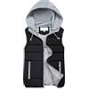 ORANDESIGNE Gilet Donna Corto Senza Maniche Giacca Trapuntata Leggera Giubbotto Invernale Giubbottino Piumino Imbottito Elegante Cappotto Smanicato Con Cappuccio a nero M