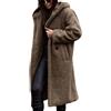 nicticsi Donna Cappotto di Faux Inverno Lungo Caldo Cardigan Parka Hooded ispessito Faux Fur Giacca Teddy Coat Button Giacca Invernale Giacca Trapuntata A Beige L