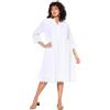 Ulla Popken Abito Midi con Pizzo Sangallo, Scollo a Tunica e Maniche a 3/4 Bianco Neve 58+ 816704200-58+