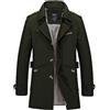 Mymyguoe - Cappotto da uomo di media lunghezza, trench invernale, taglio aderente stile manageriale, con bottoni, per uscire, antivento, caldo giaccone invernale, 01 grigio, M